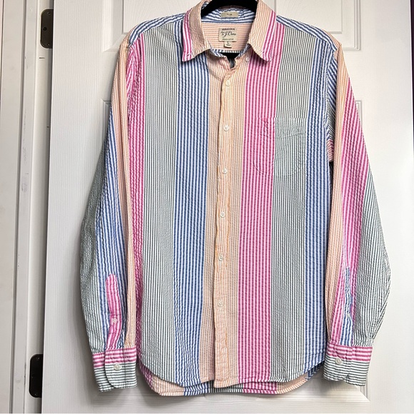 J. Crew Other - Seersucker Sewn for J. Crew- Multicolor Striped Men's Shirt